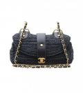 CHANEL VINTAGE RAFFIA NAVY SHOULDER シャネル ヴィンテージ