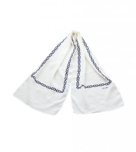 CELINE VINTAGE WHITE SILK STOLE セリーヌ ヴィンテージ ホワイト