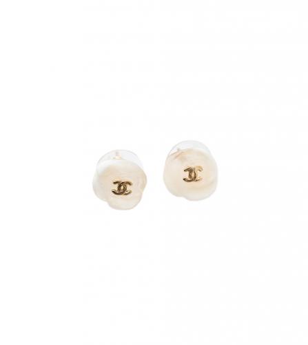 CHANEL VINTAGE CAMELIAS PIERCED EARRINGS シャネル カメリア